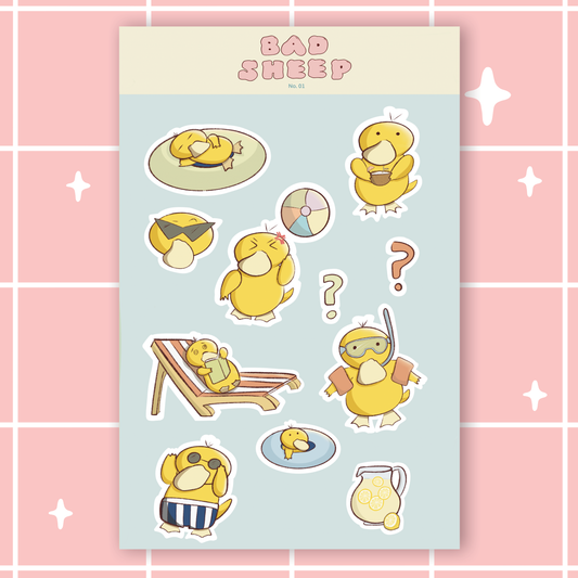 Duck Enjoying the Summer Sticker Sheet