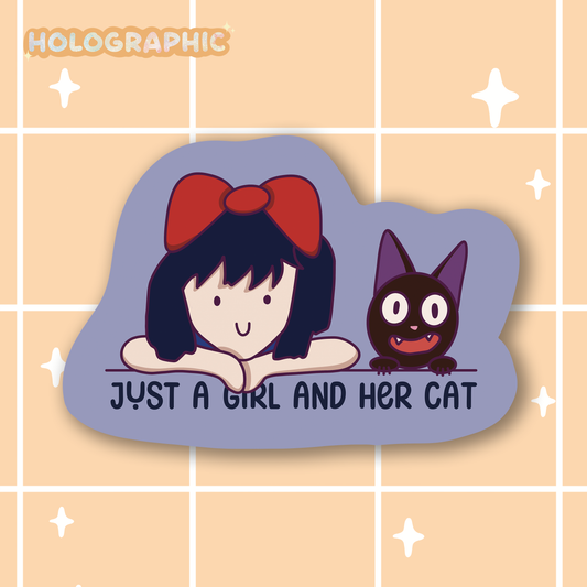 Girl with her Cat Sticker