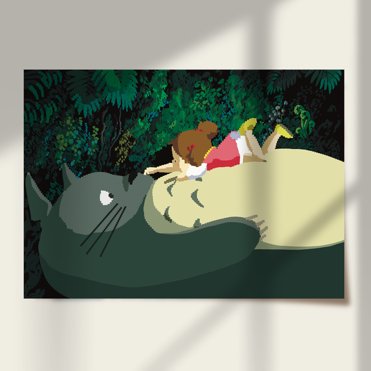 A Troll with a Girl Pixel Print